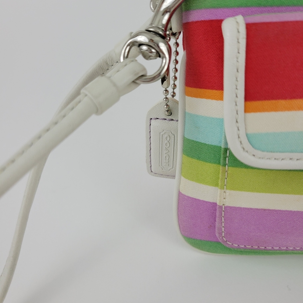 Coach Hamptons Strim Leather Canvas Wristlet Clutch Wallet - Picture 7 of 8